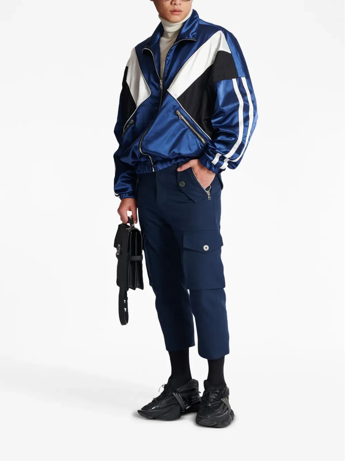 Balmain カーゴコットン クロップドパンツ ネイビー - 画像2