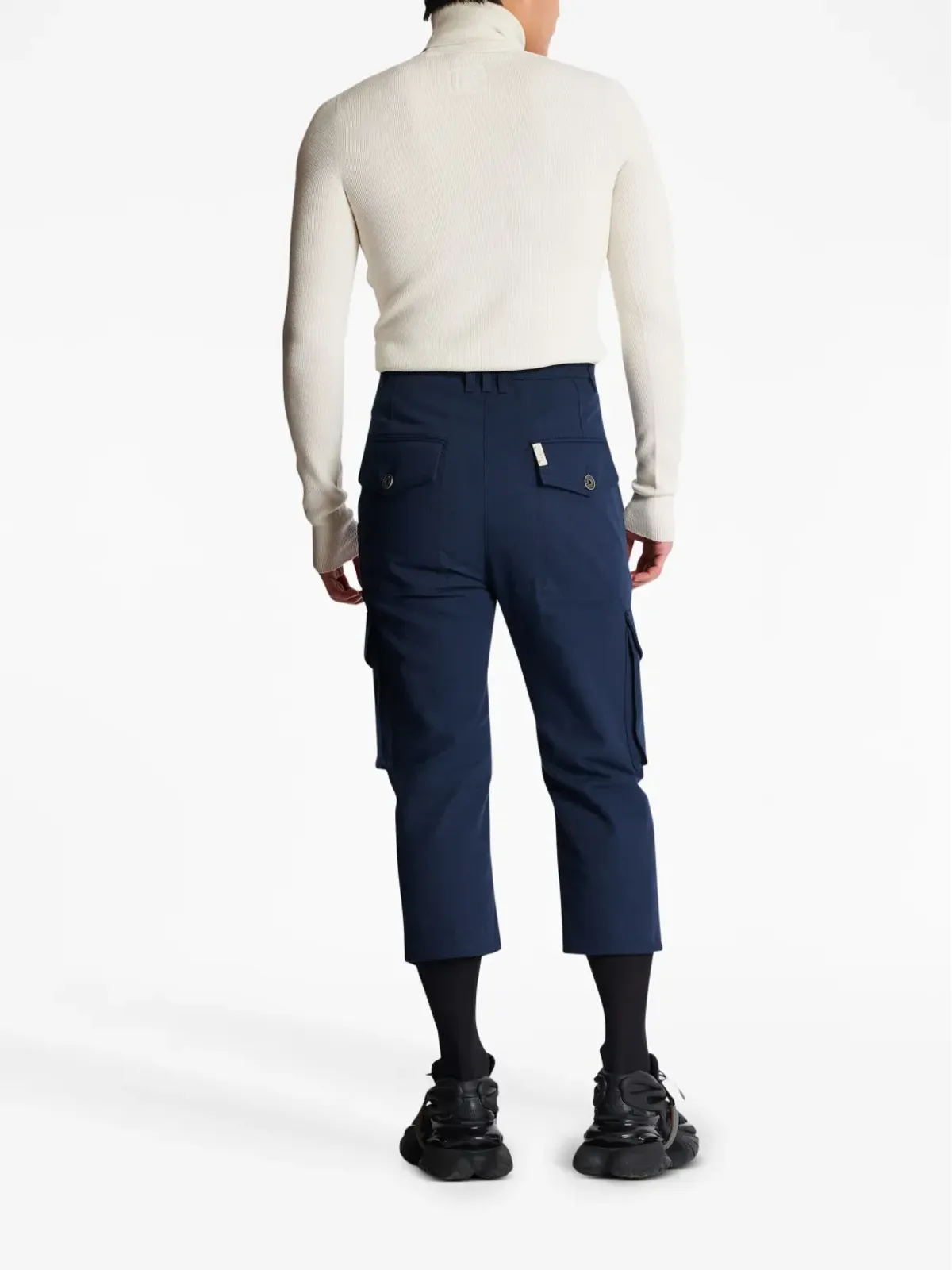 Balmain カーゴコットン クロップドパンツ ネイビー - 画像4