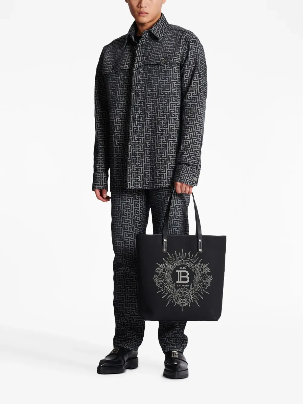 Balmain ヴァーシティ刺繍ロゴ トートバッグ - 画像2