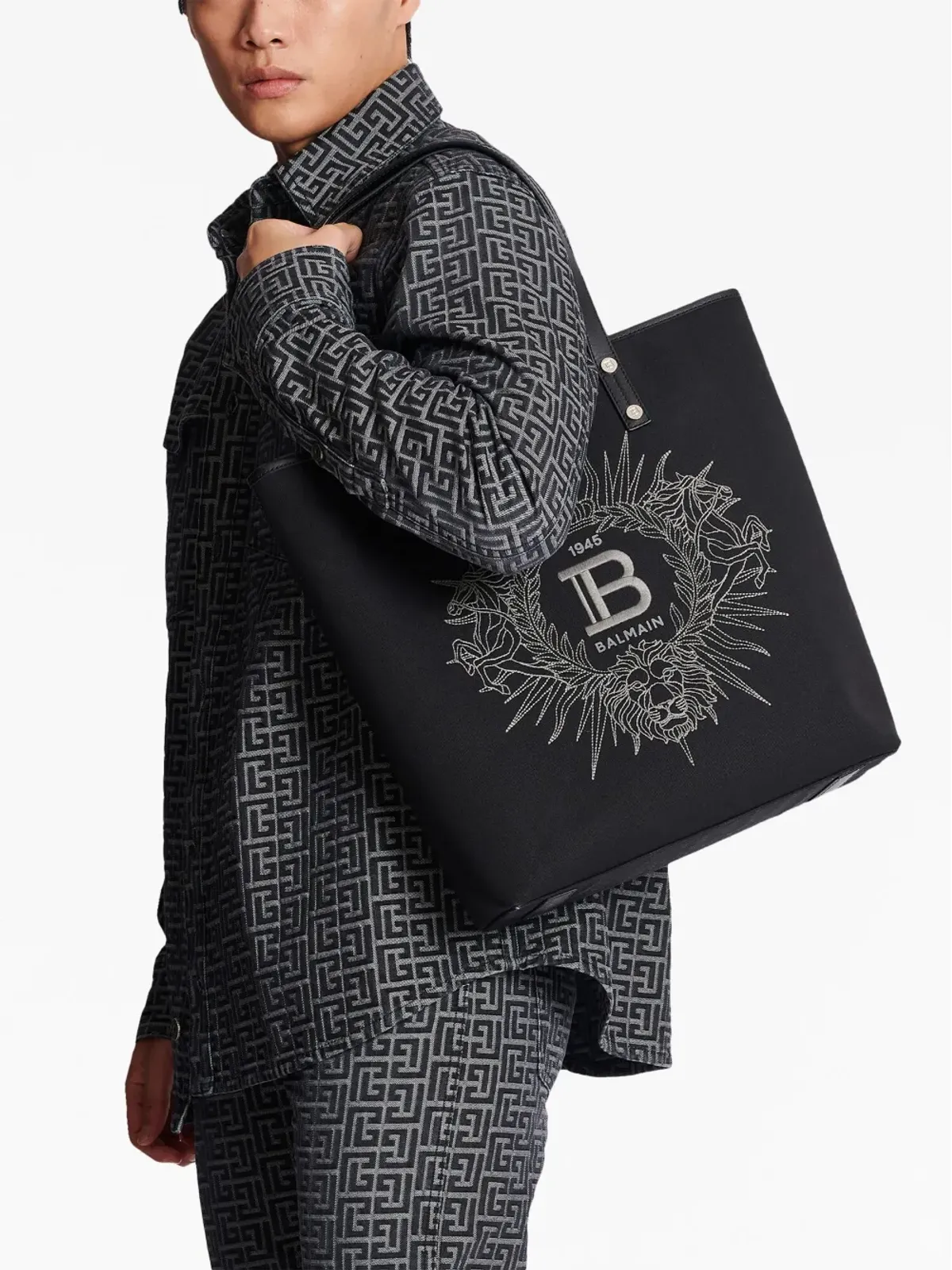 Balmain ヴァーシティ刺繍ロゴ トートバッグ - 画像3