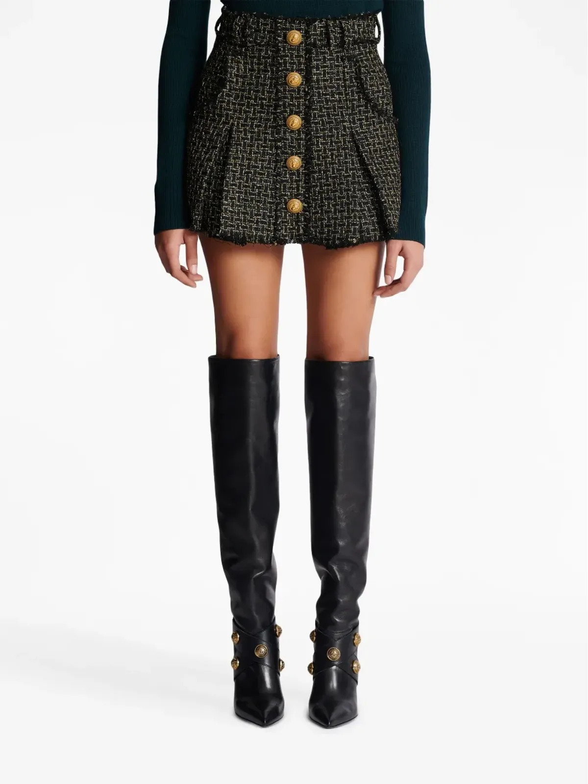 Balmain ツイードプリーツミニスカート - 画像5