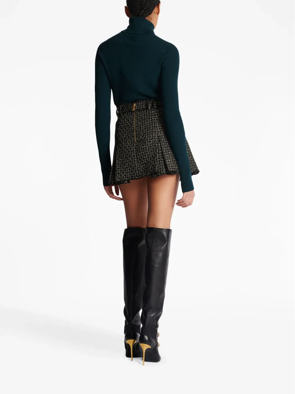 Balmain ツイードプリーツミニスカート - 画像4