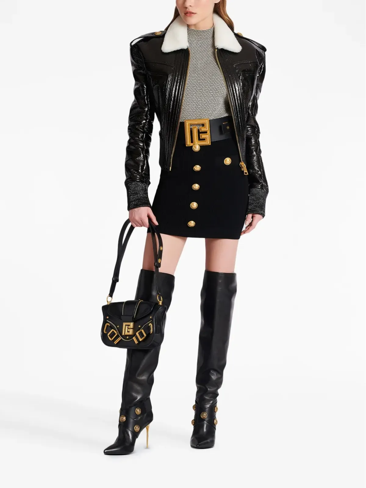 Balmain button-detail knitted miniskirt - Black - 画像2