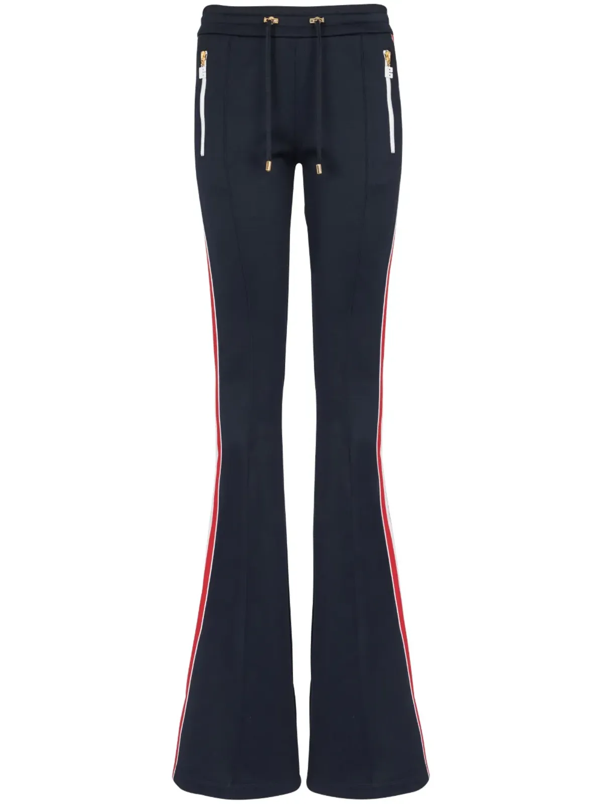 Balmain stripe-detail flared trousers - Blue - 画像1