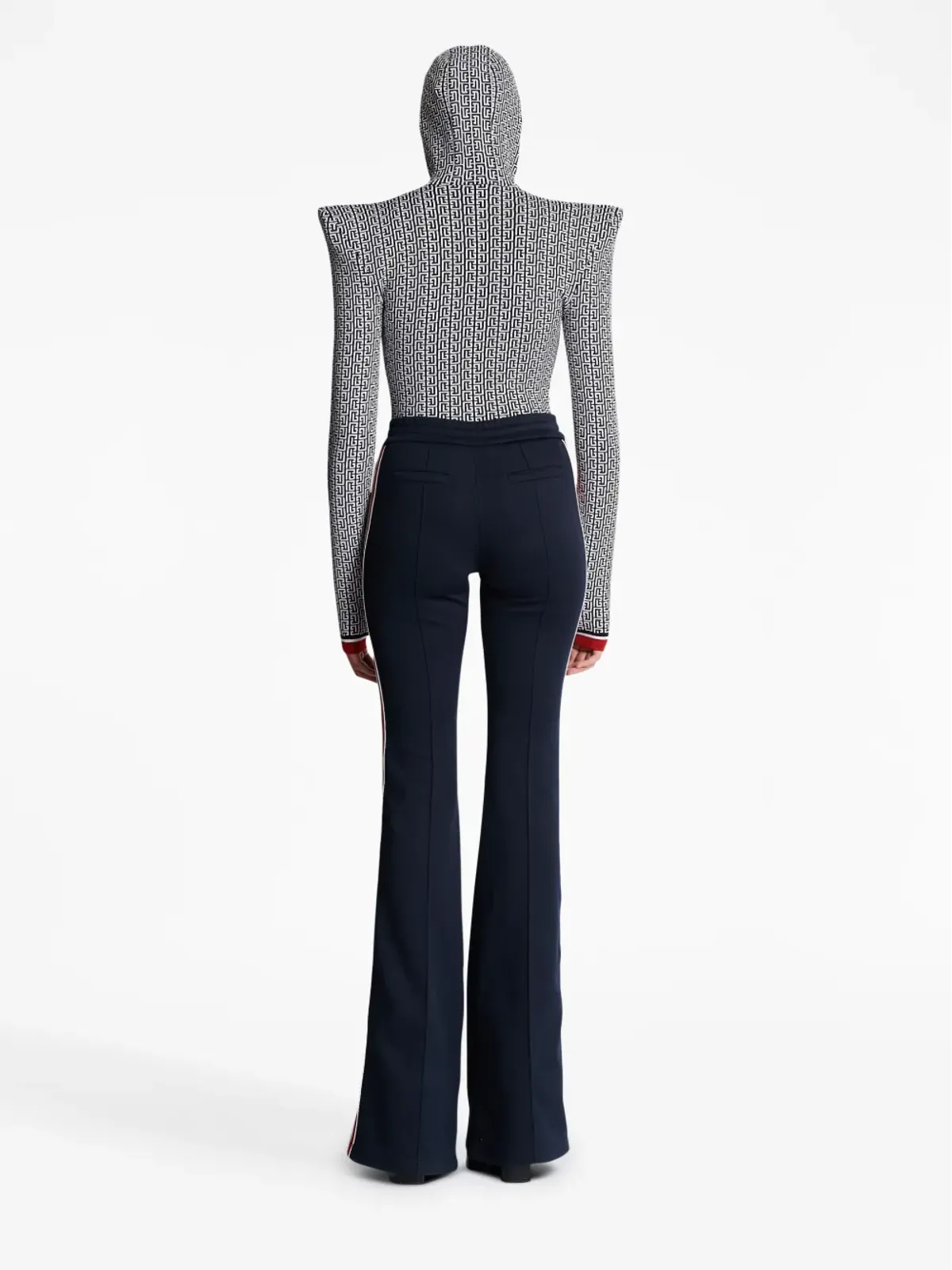 Balmain stripe-detail flared trousers - Blue - 画像4