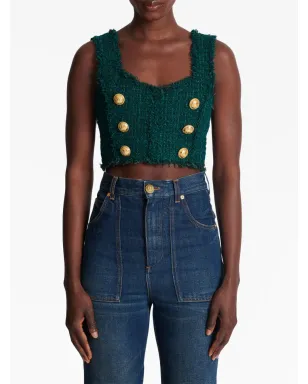 Balmain 6ボタン ツィード クロップドトップ - サムネイル5