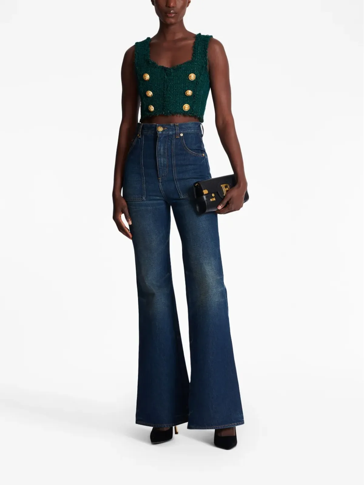 Balmain 6ボタン ツィード クロップドトップ - 画像2