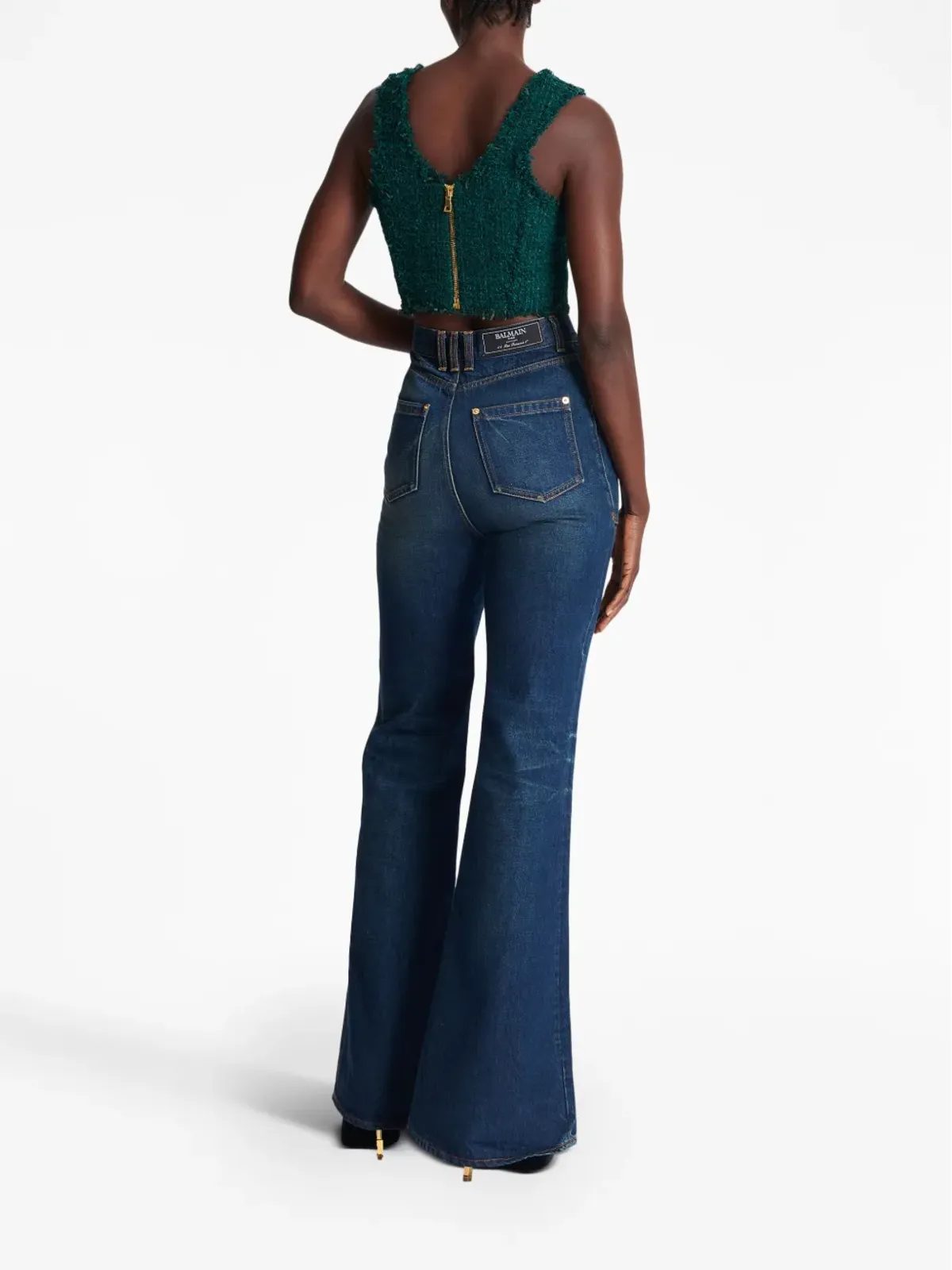 Balmain 6ボタン ツィード クロップドトップ - 画像4