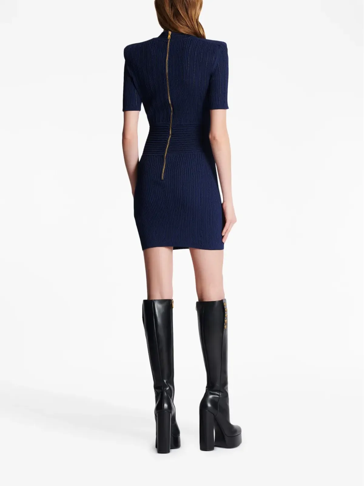 Balmain Vネックニットドレス - Blue - 画像4
