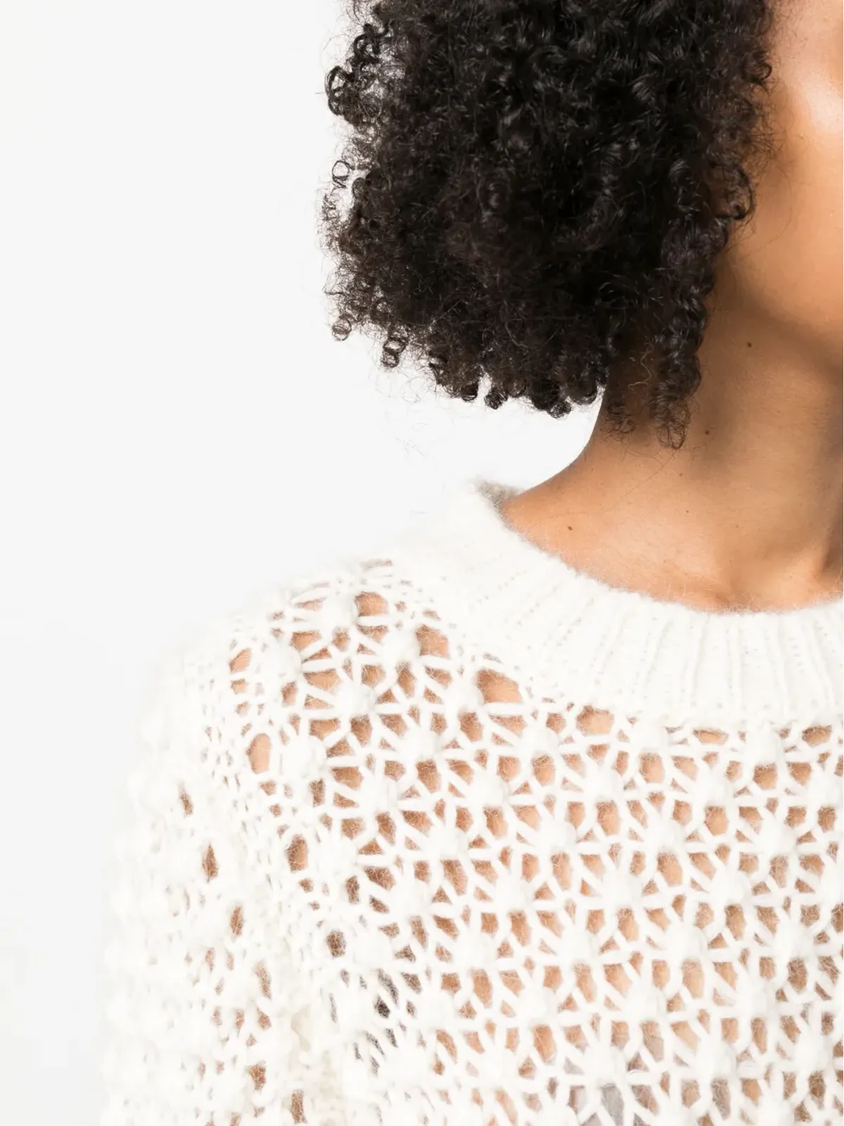 Fabiana Filippi open-knit long-sleeve jumper - White - 画像5