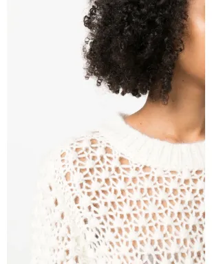 Fabiana Filippi open-knit long-sleeve jumper - White - サムネイル5