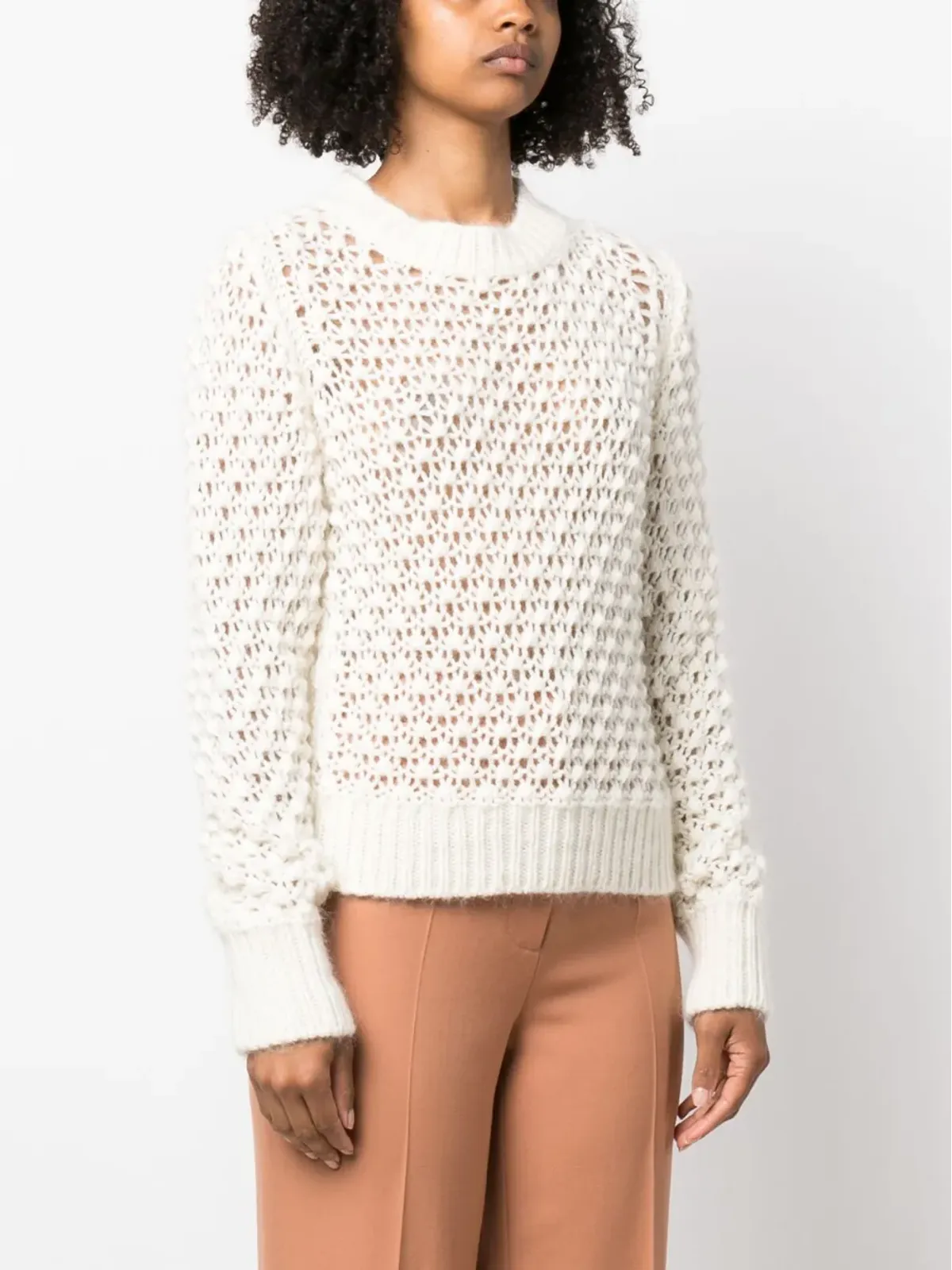 Fabiana Filippi open-knit long-sleeve jumper - White - 画像3