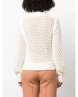 Fabiana Filippi open-knit long-sleeve jumper - White - サムネイル4