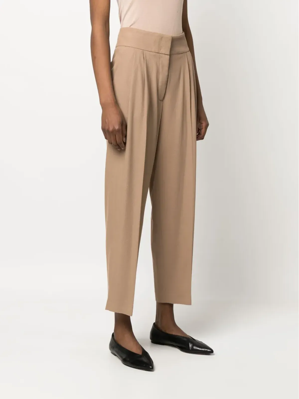 Fabiana Filippi プリーツディテール クロップドパンツ - Brown - 画像3