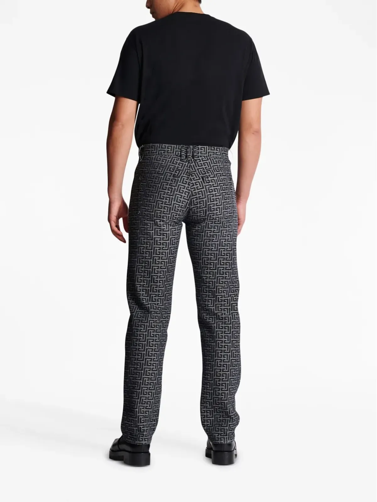 Balmain モノグラムジャカード・ストレートジーンズ - 画像4