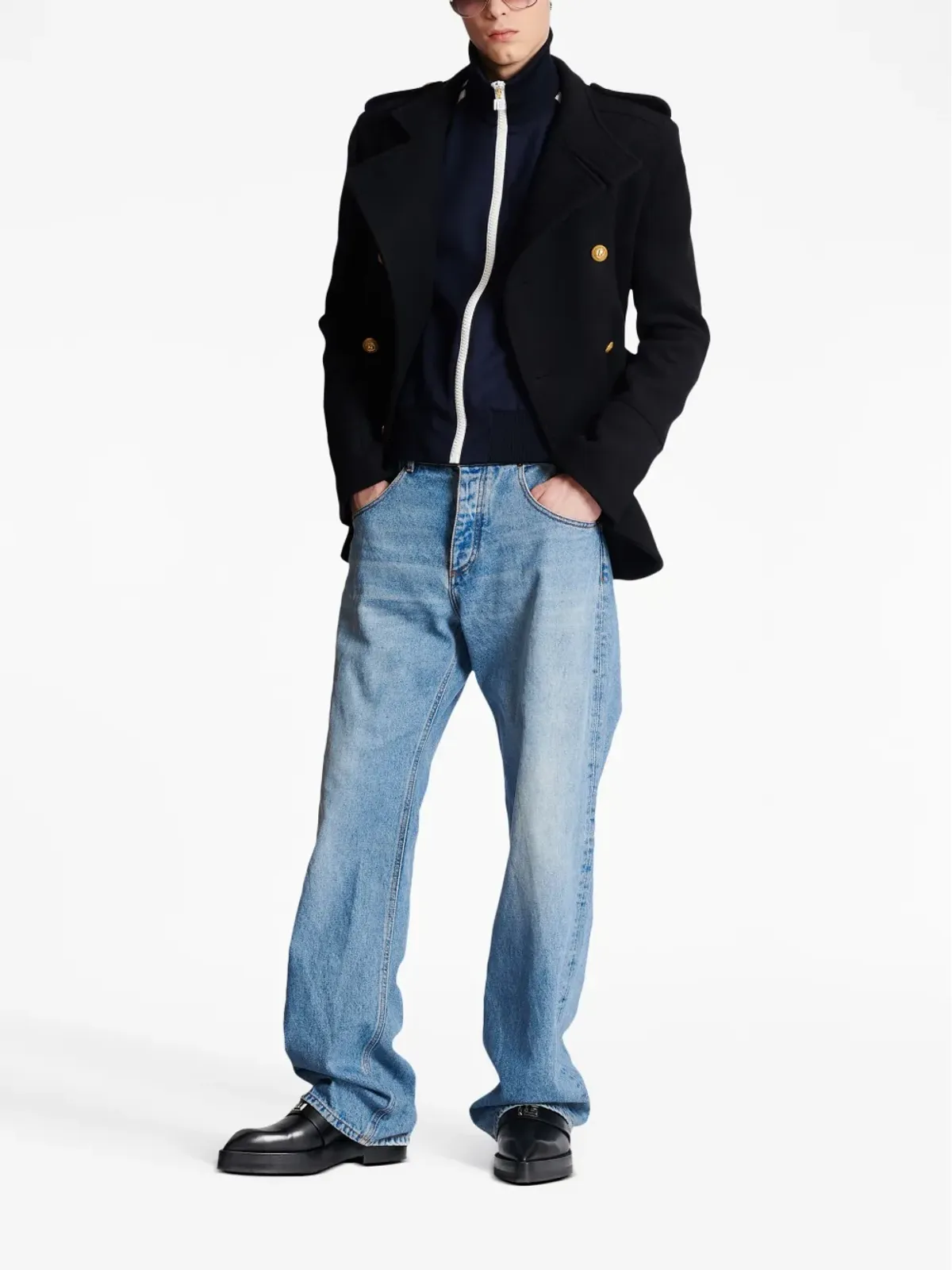 Balmain コントラストポケット付きワイドレッグジーンズ - 画像2