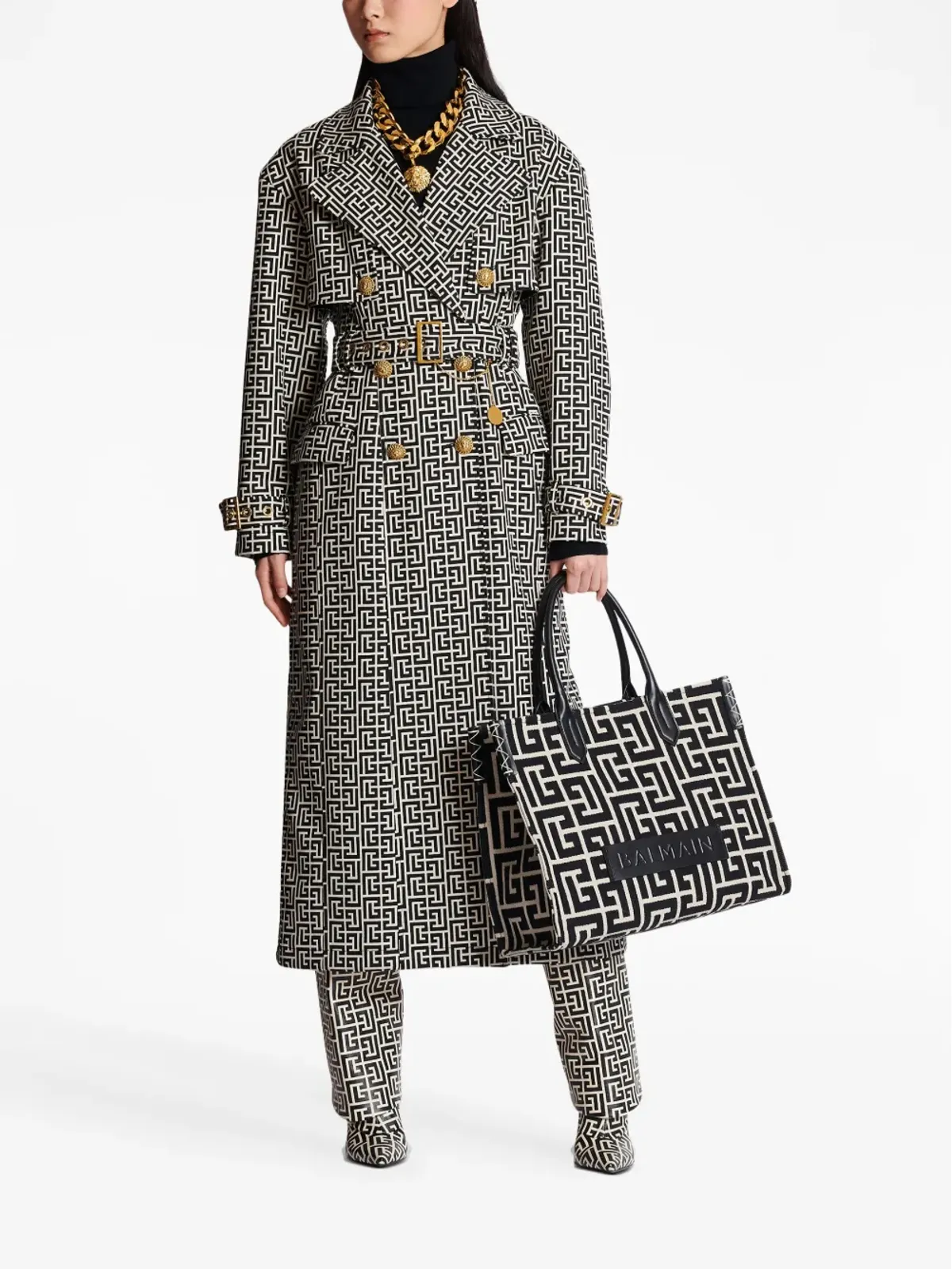 Balmain モノグラムジャカード ショッパーバッグ - 画像2