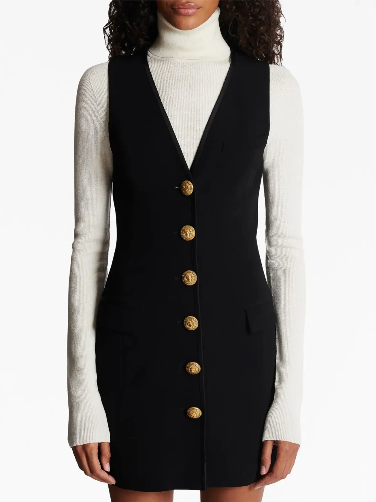 Balmain Vネック・ボタンフロント・ミニドレス - 画像4