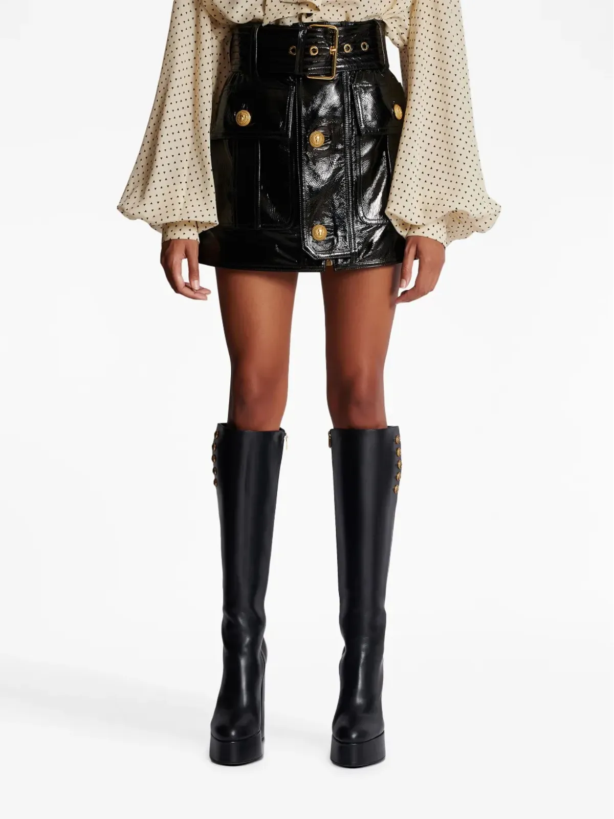 Balmain ベルト付きレザーミニスカート - 画像5