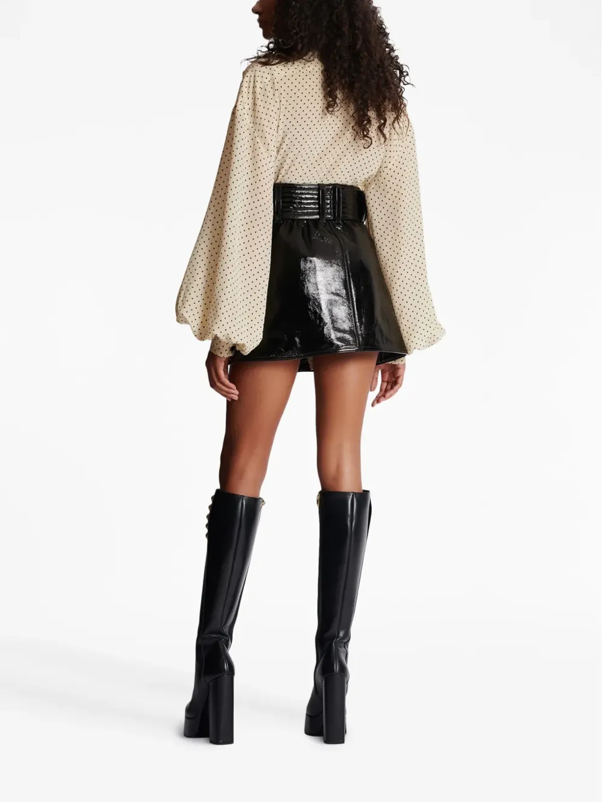 Balmain ベルト付きレザーミニスカート - 画像4