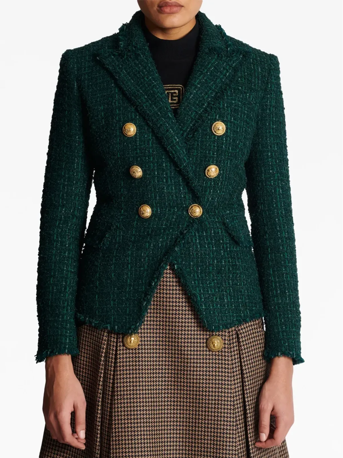 Balmain ダブルブレスト ツイードジャケット - グリーン - 画像5