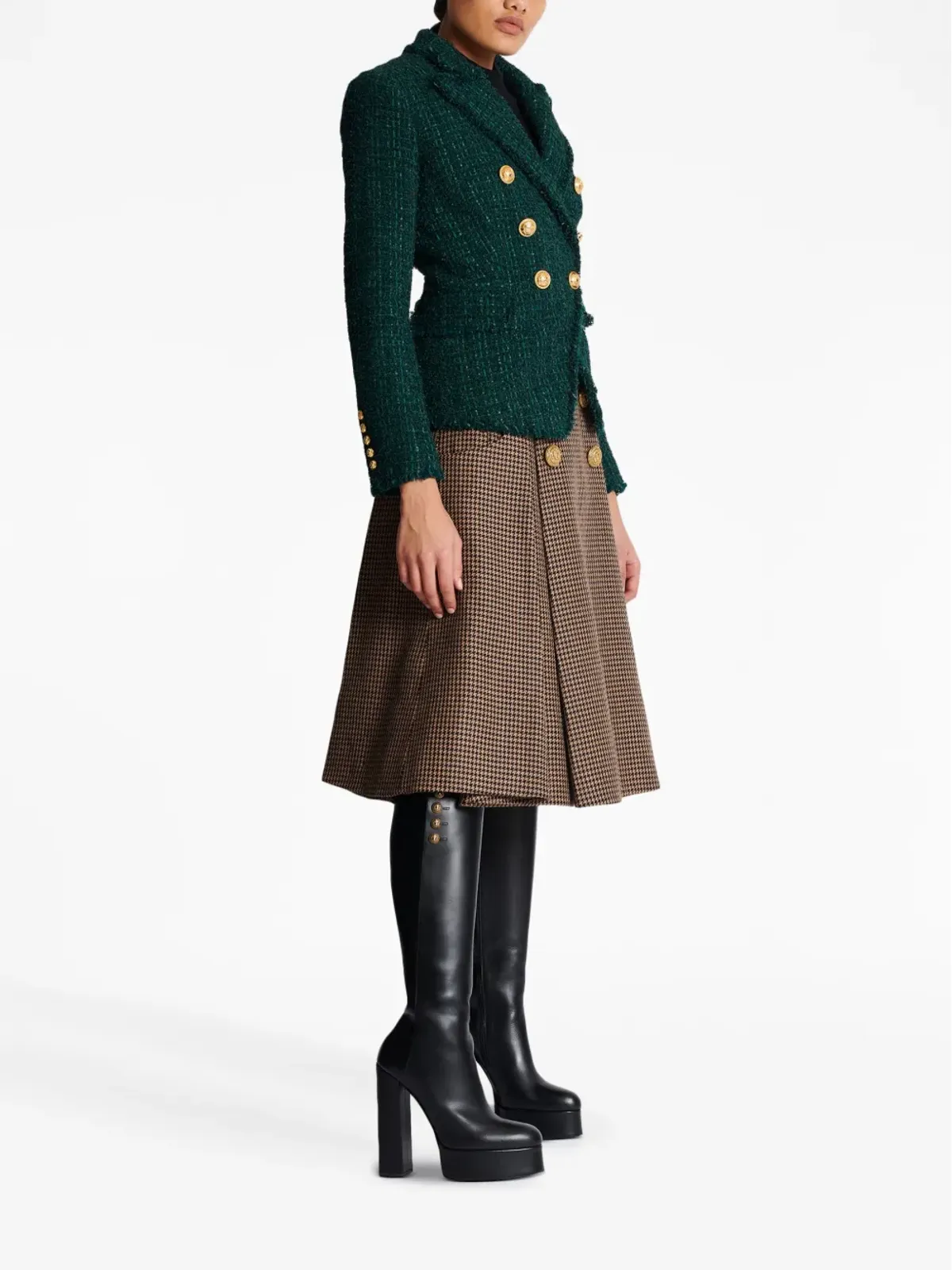 Balmain ダブルブレスト ツイードジャケット - グリーン - 画像3