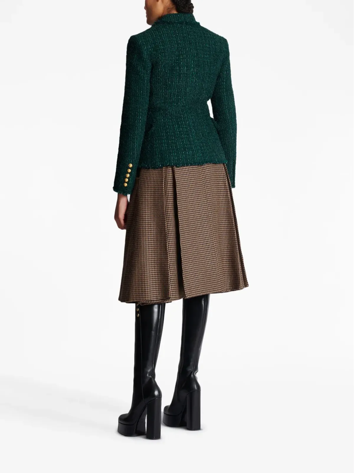 Balmain ダブルブレスト ツイードジャケット - グリーン - 画像4