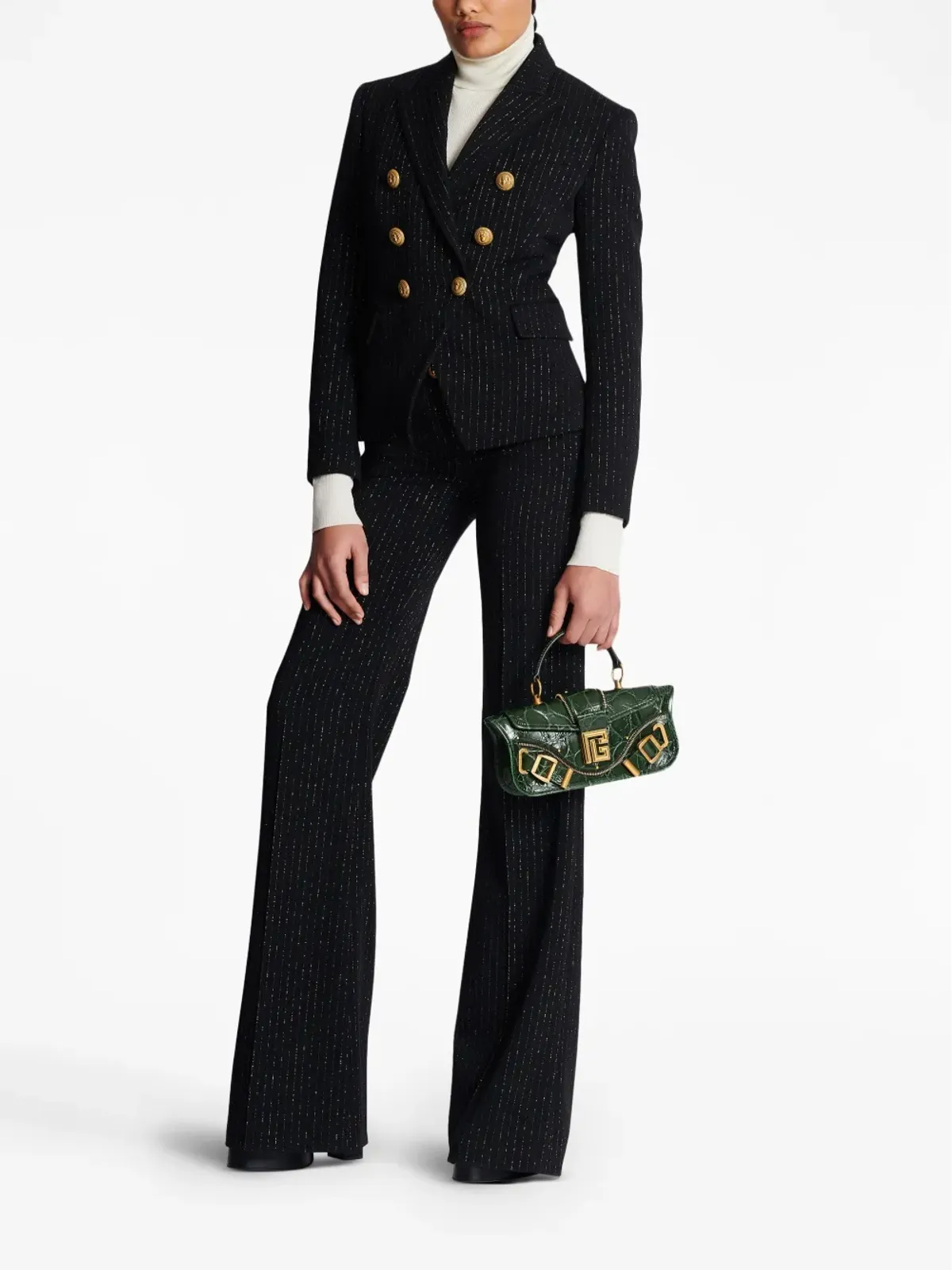 Balmain lurex-detail double-breasted blazer - Black - 画像2