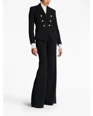 Balmain lurex-detail double-breasted blazer - Black - サムネイル3