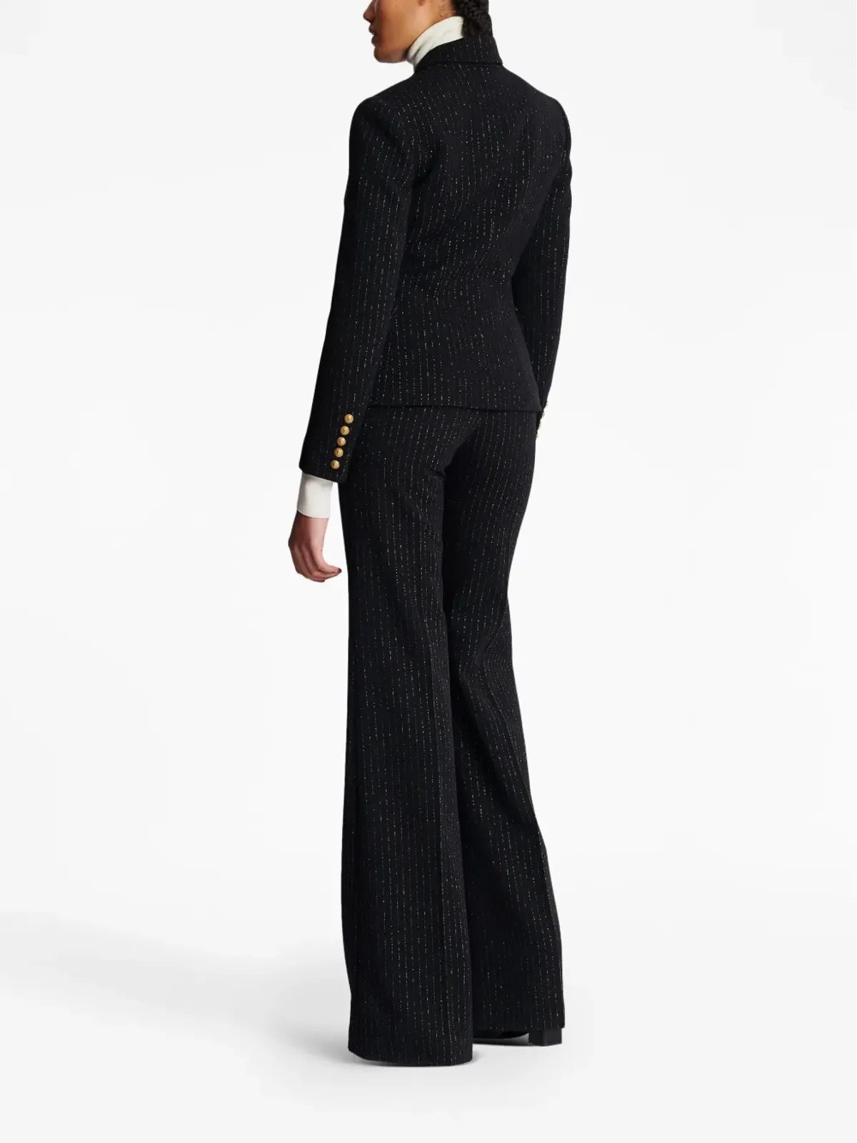 Balmain lurex-detail double-breasted blazer - Black - 画像4