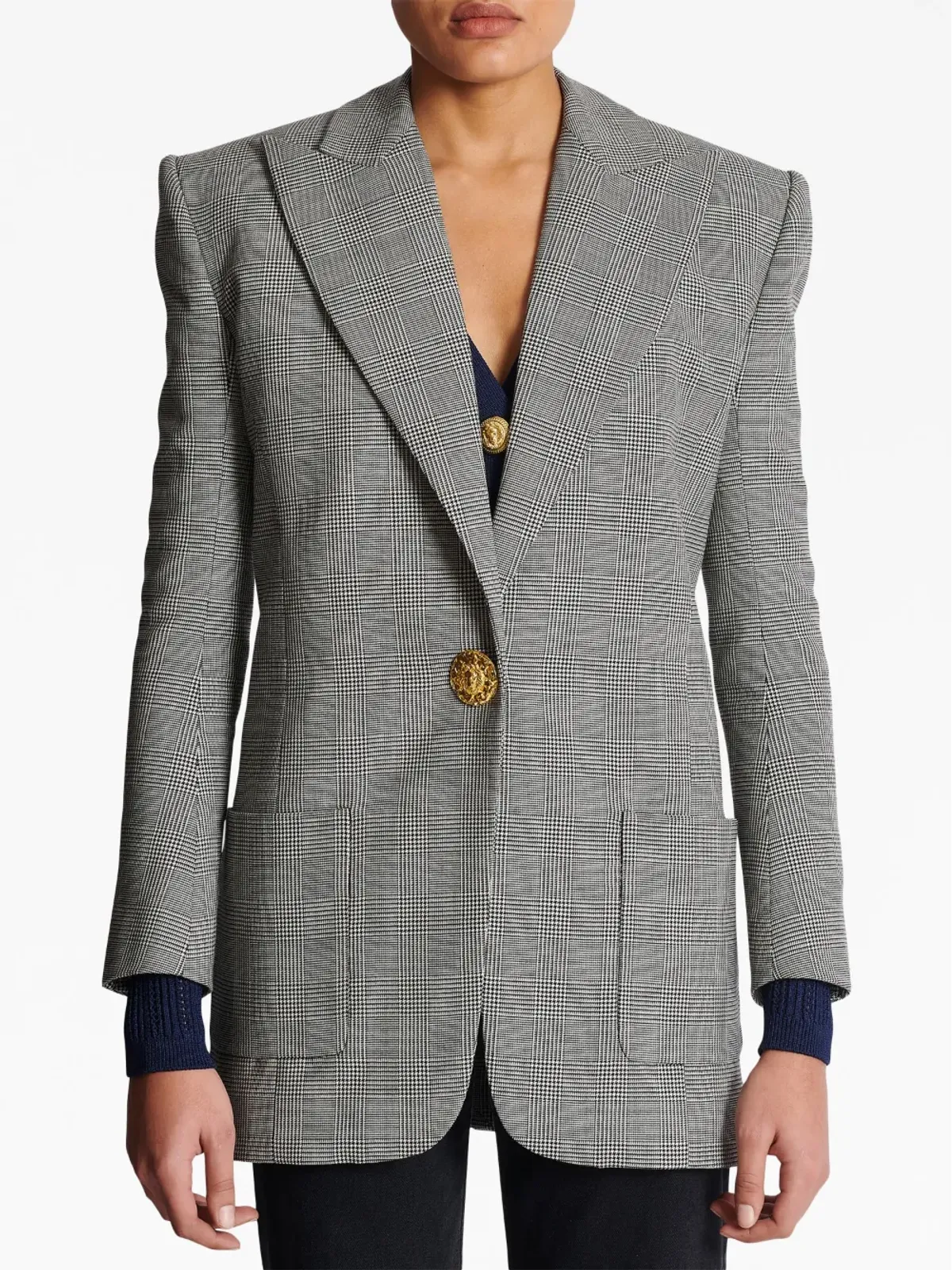 Balmain シングルブレスト ウールブレザー グレー - 画像5