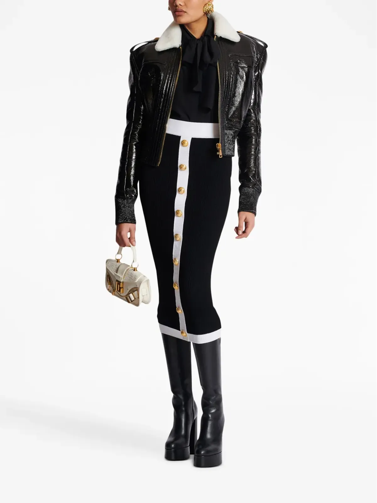 Balmain ボタン付きニットミディスカート - 画像2