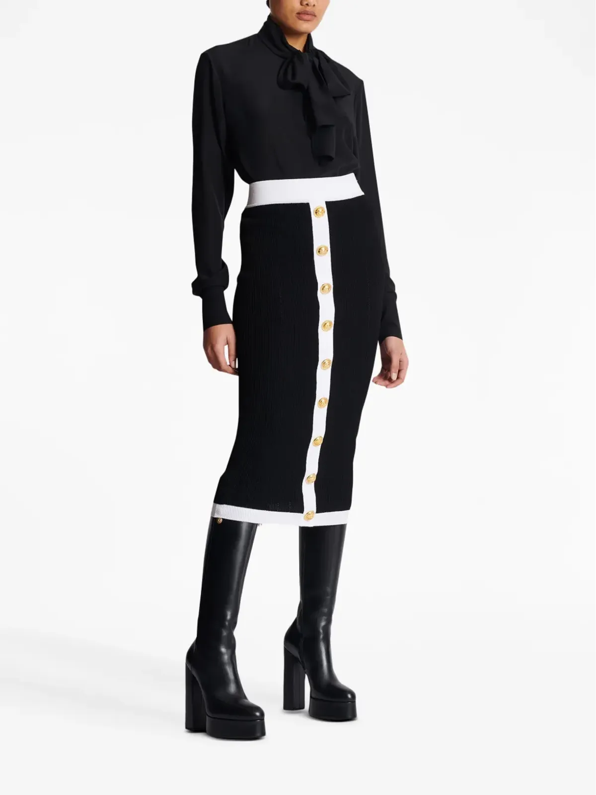 Balmain ボタン付きニットミディスカート - 画像3