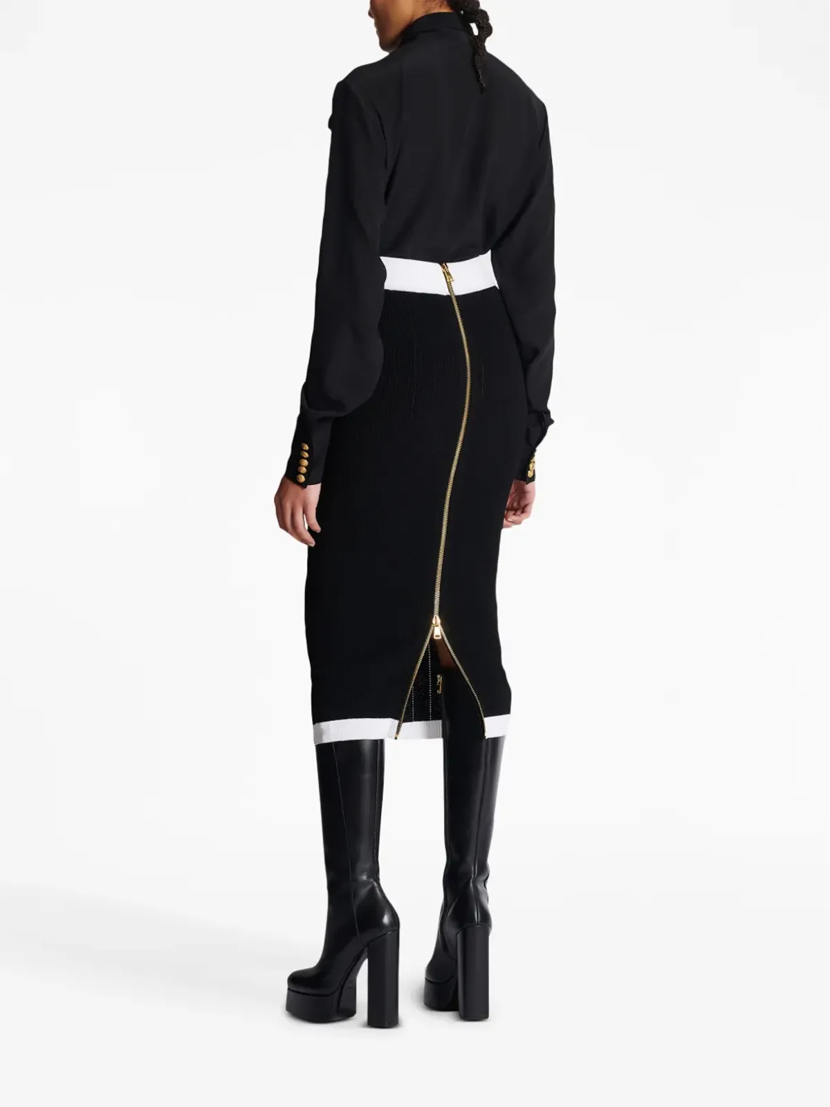 Balmain ボタン付きニットミディスカート - 画像4