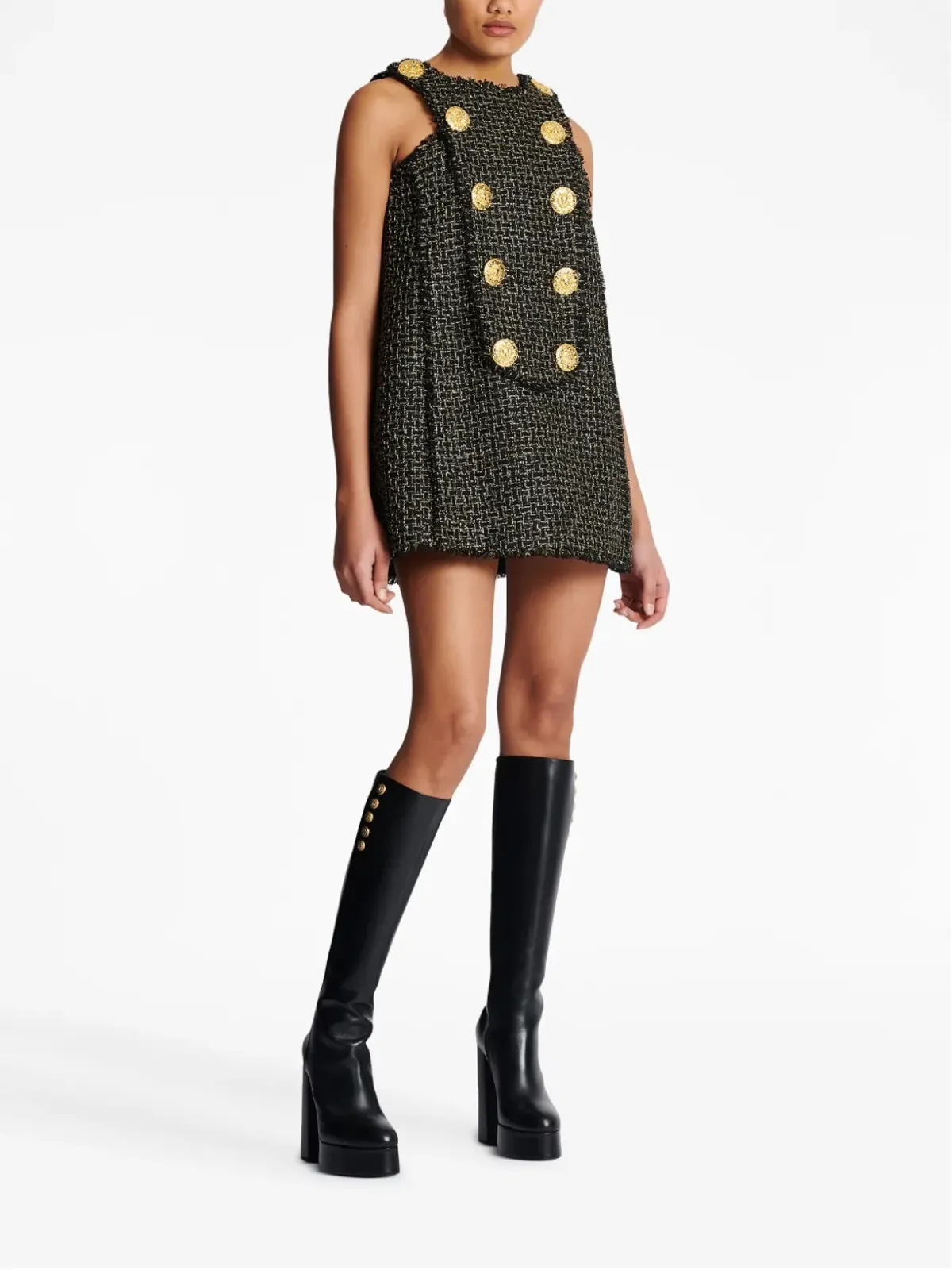 Balmain 10ボタン スイング ツイード ドレス - 画像3