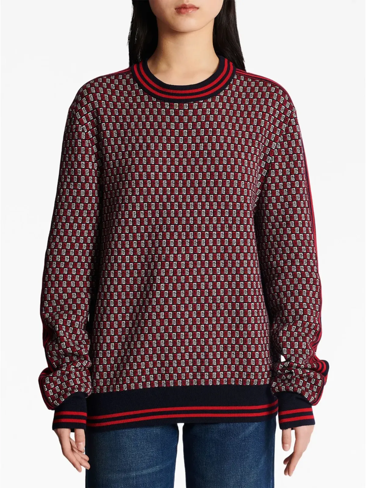 Balmain モノグラムチェック柄ニットセーター - 画像5