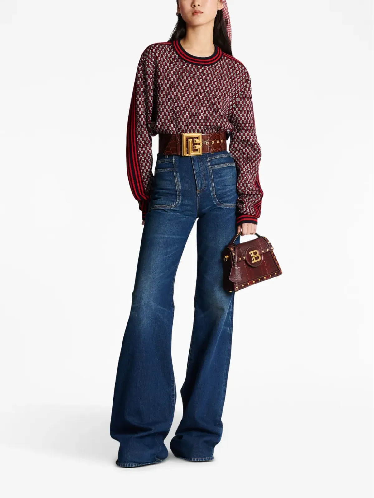 Balmain モノグラムチェック柄ニットセーター - 画像2