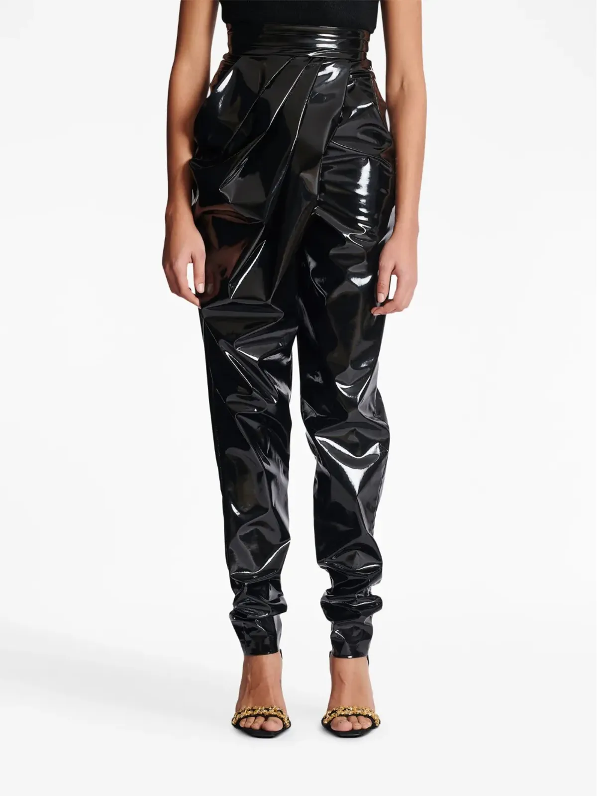 Balmain アシンメトリックドレープパンツ - ブラック - 画像5