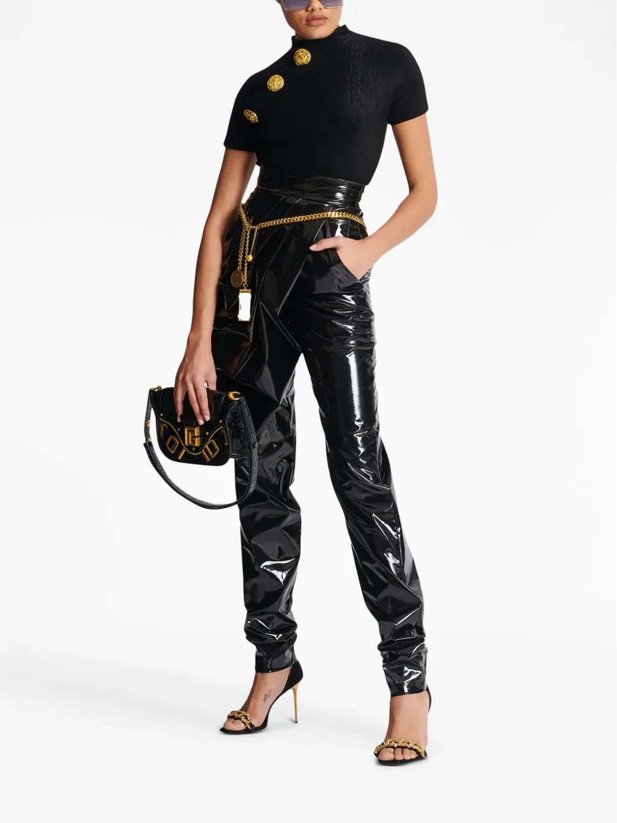Balmain アシンメトリックドレープパンツ - ブラック - 画像2