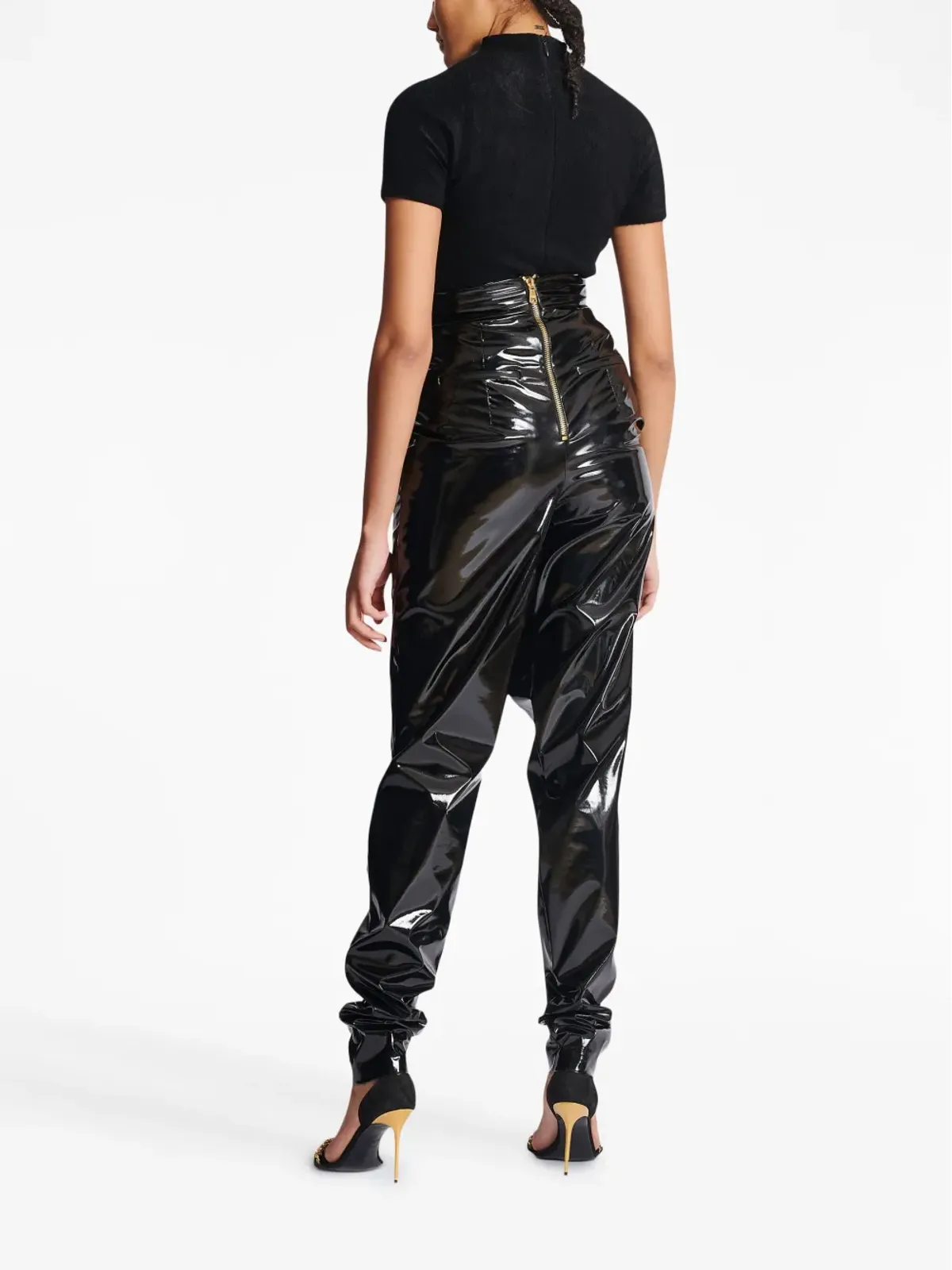 Balmain アシンメトリックドレープパンツ - ブラック - 画像4