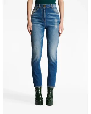 Balmain ロゴプレート付きスリムカットジーンズ - ブルー - サムネイル5