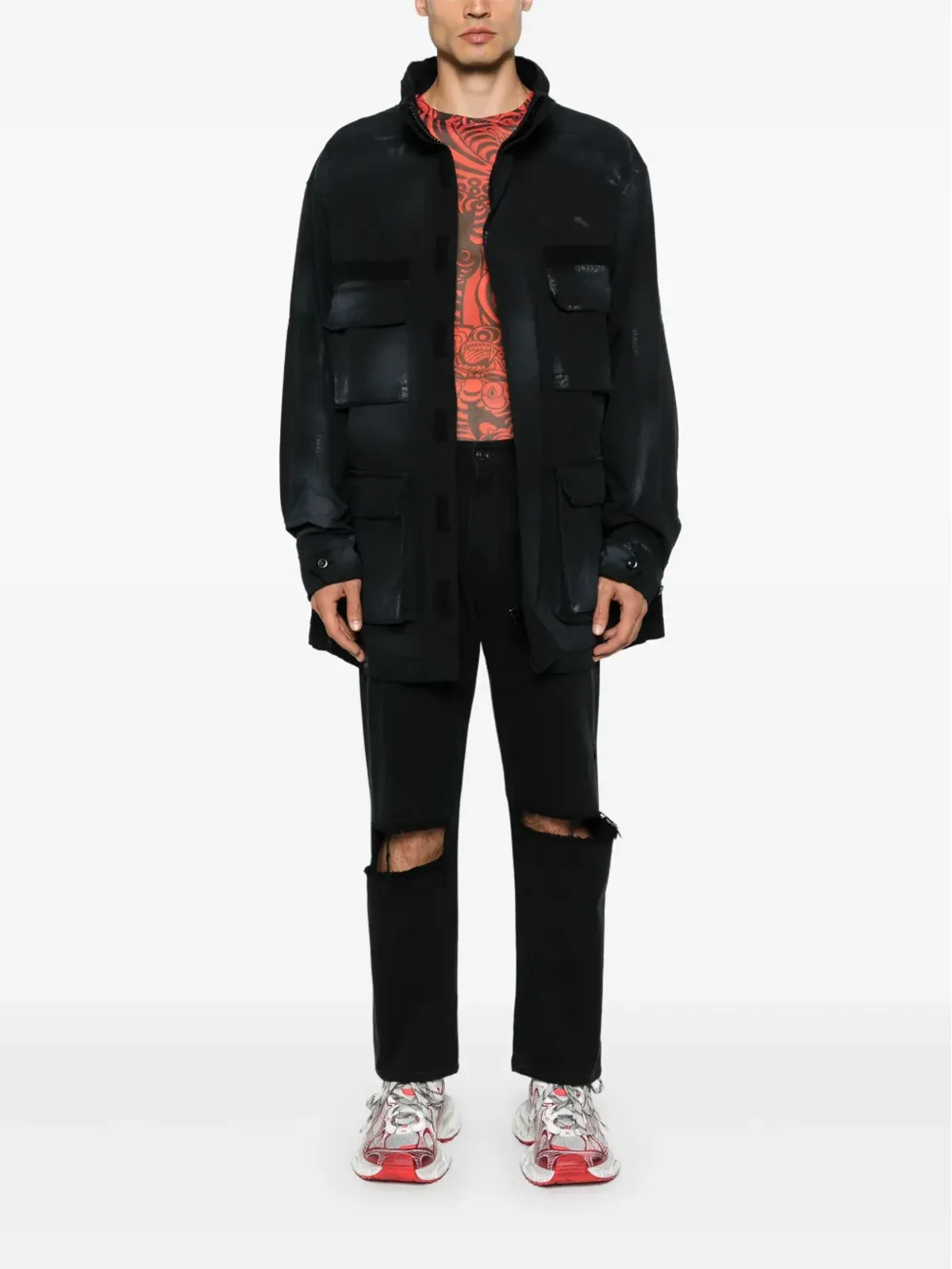 Balenciaga ダメージ加工デニムジーンズ - ブラック - 画像2