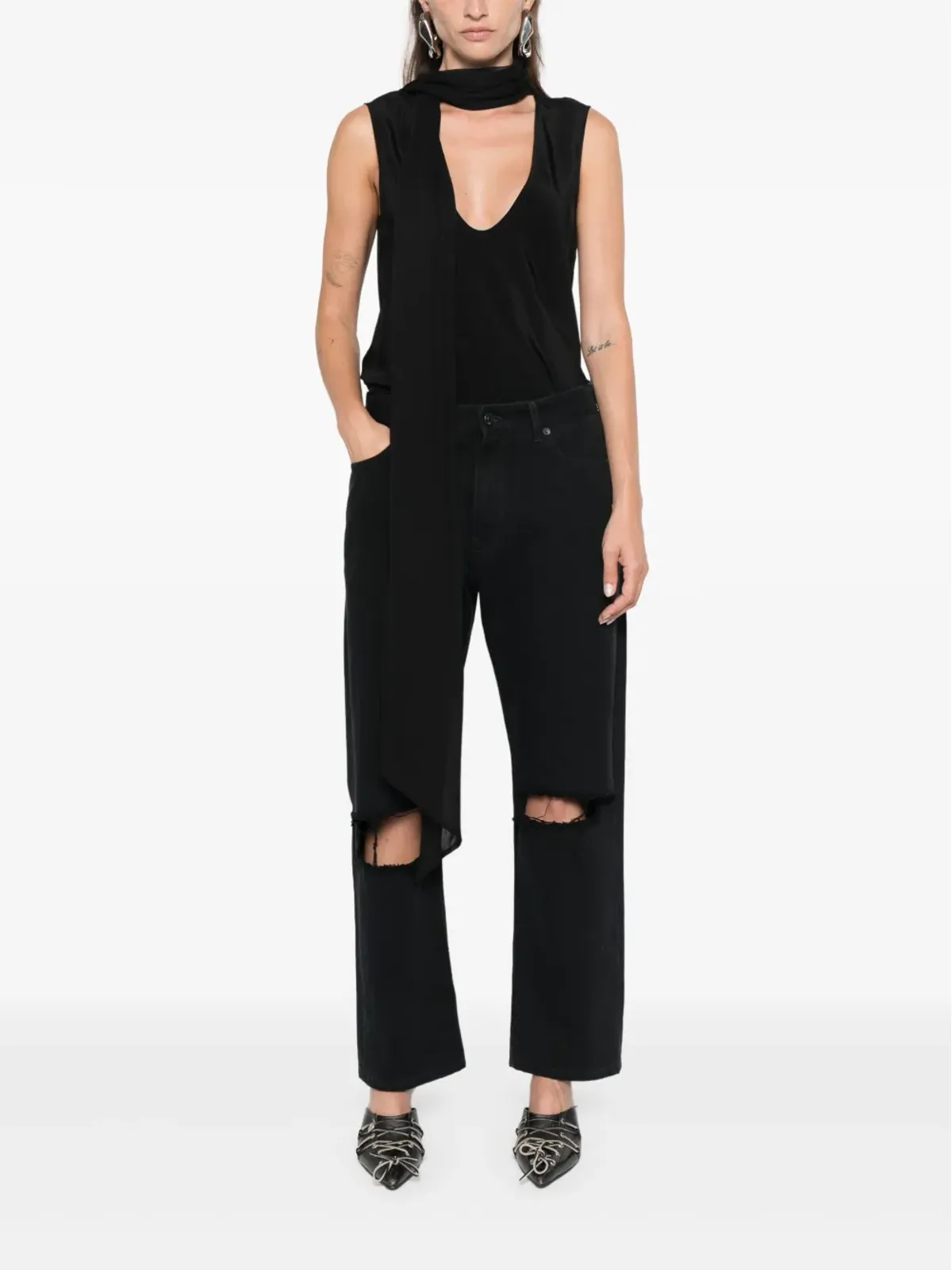 Balenciaga ダメージ加工デニムジーンズ - ブラック - 画像3