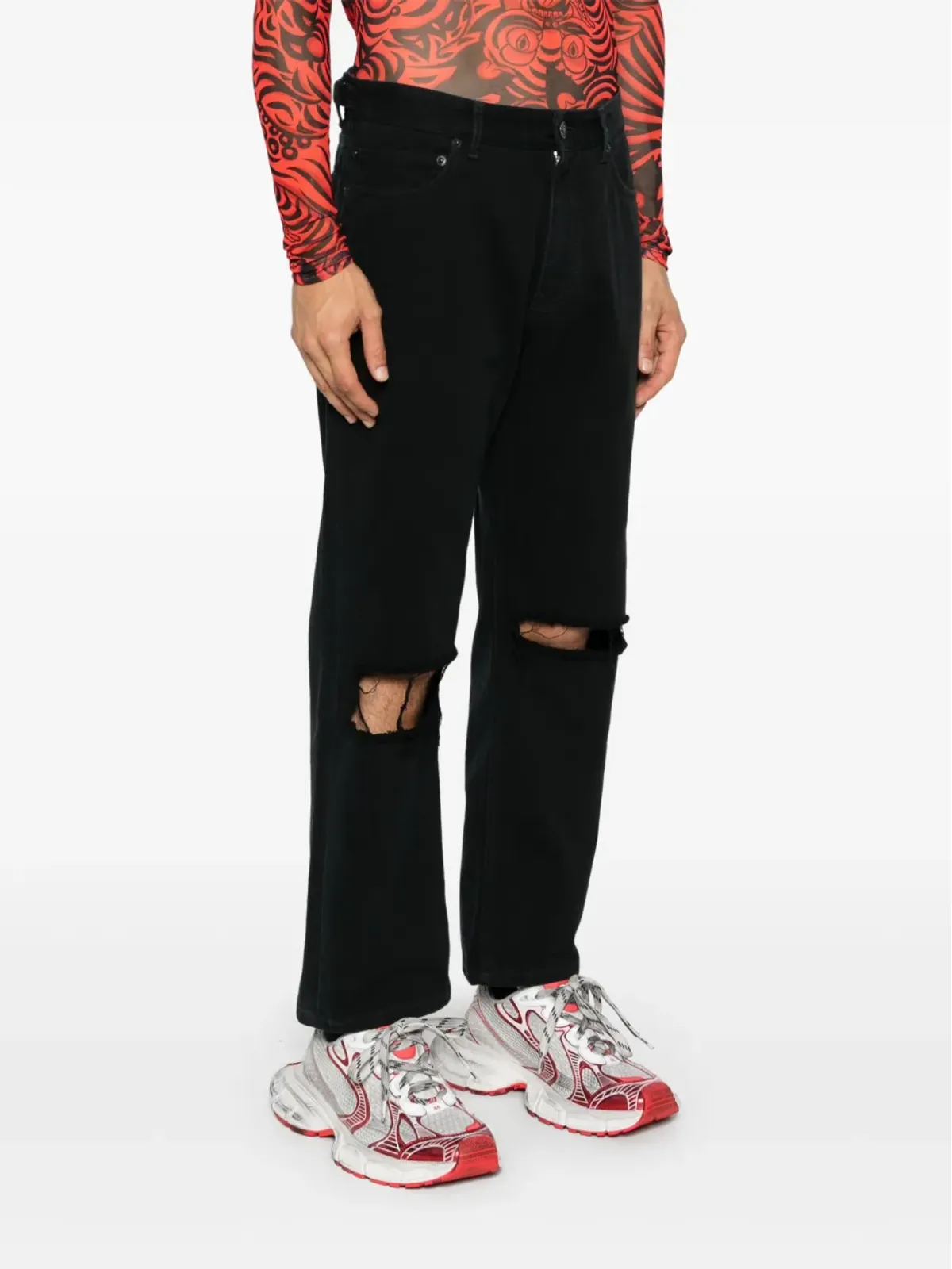 Balenciaga ダメージ加工デニムジーンズ - ブラック - 画像4