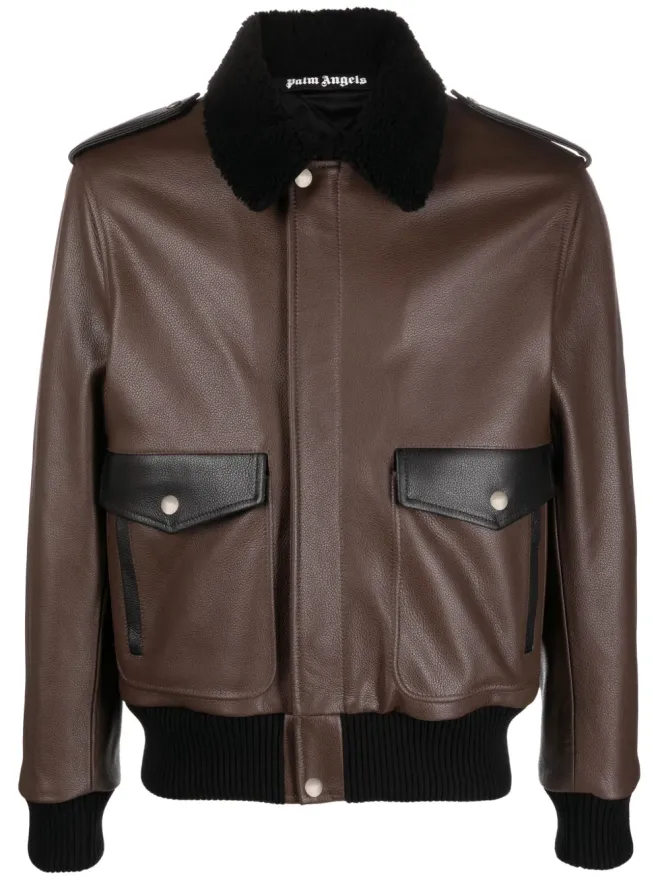 Palm Angels Palm Angels レーシングアビエーターレザージャケットの商品画像