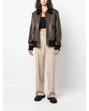 Palm Angels レーシングアビエーターレザージャケット - サムネイル3