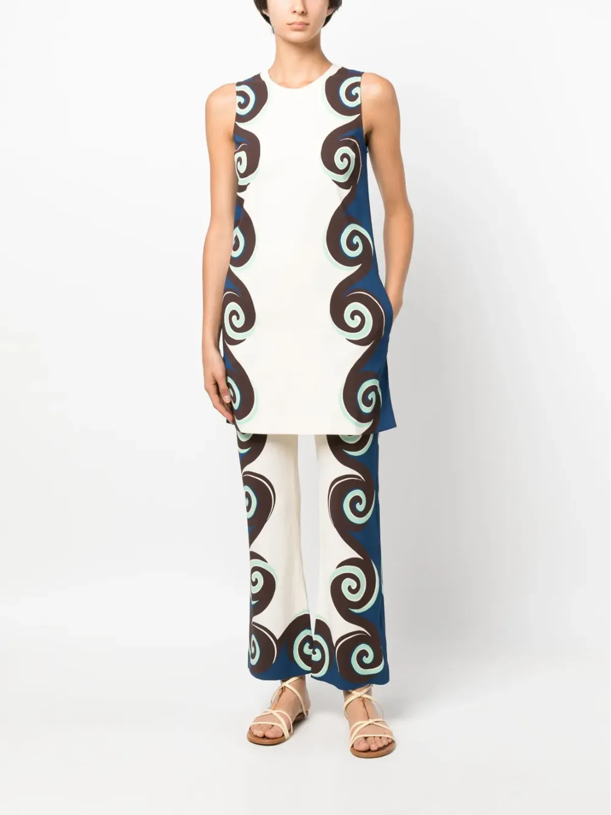 La DoubleJ ストレッチ Geometric-Print パンツ - 画像2