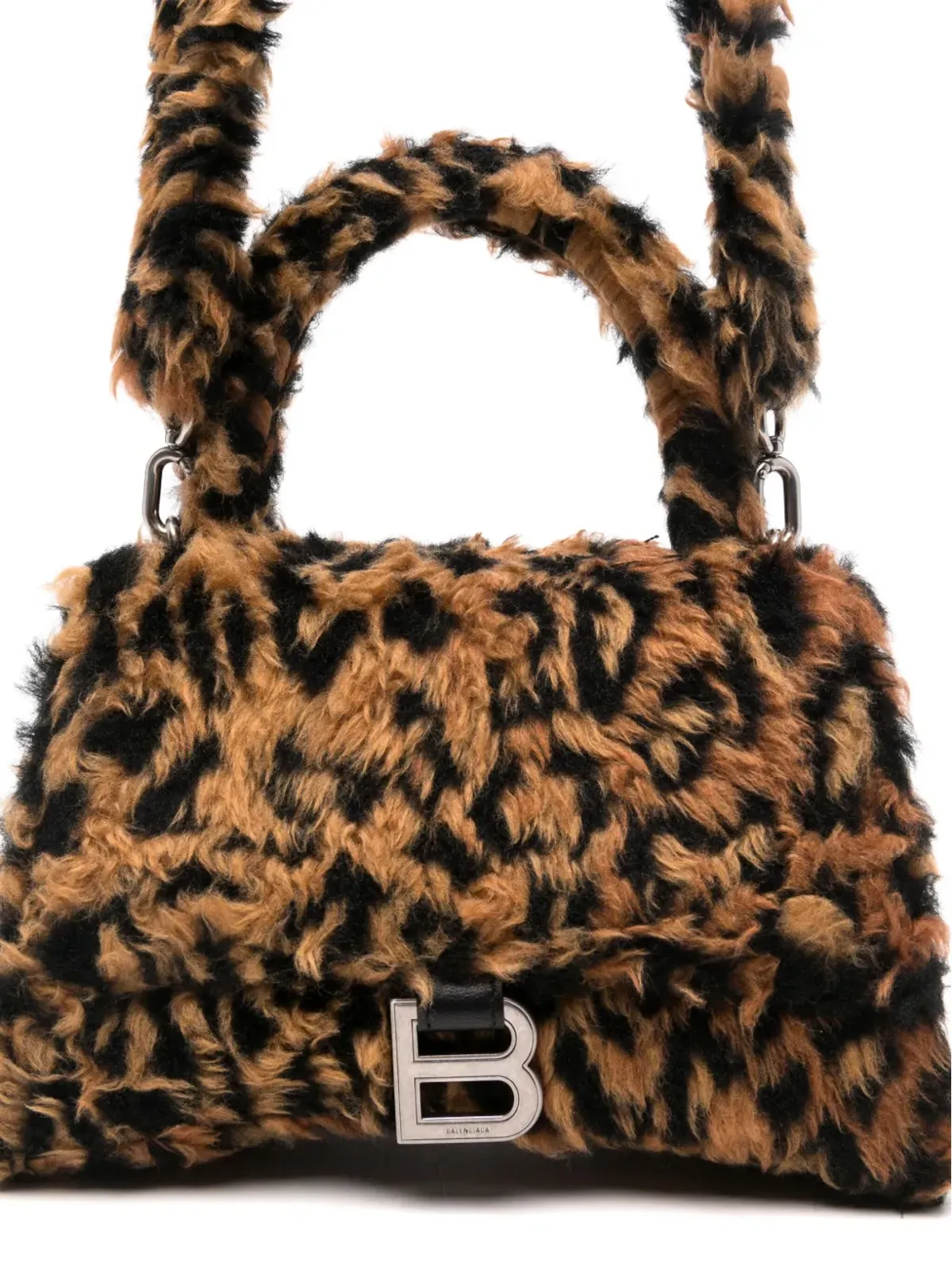 Balenciaga Hourglass ファー風レオパード柄ミニバッグ - 画像4