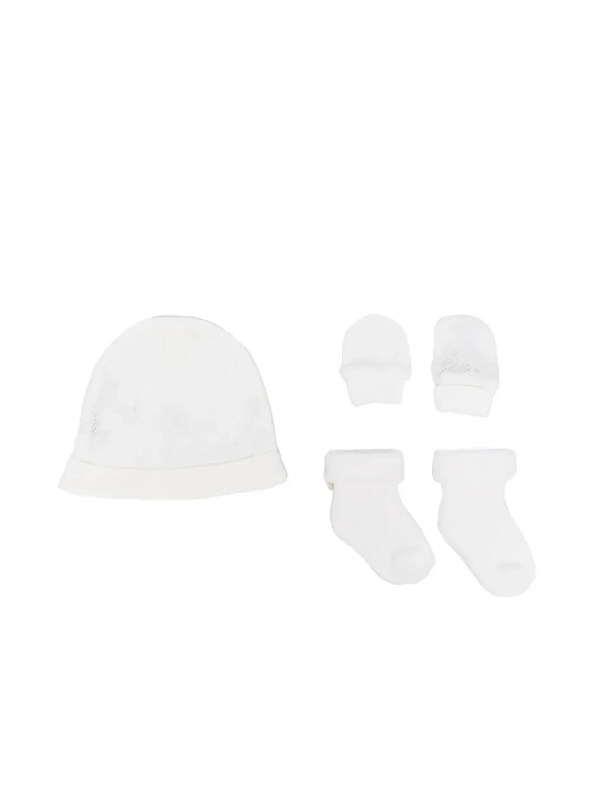 Tartine Et Chocolat リブ編みオーガニックコットン帽子セット - White - 画像1