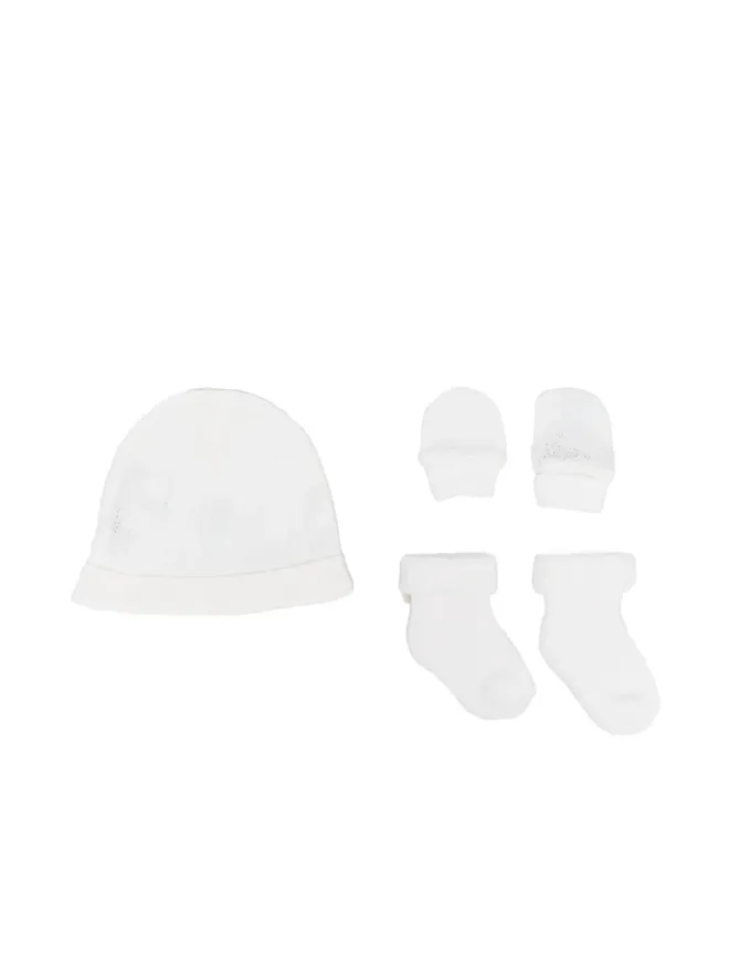 Tartine Et Chocolat Tartine Et Chocolat リブ編みオーガニックコットン帽子セット - Whiteの商品画像